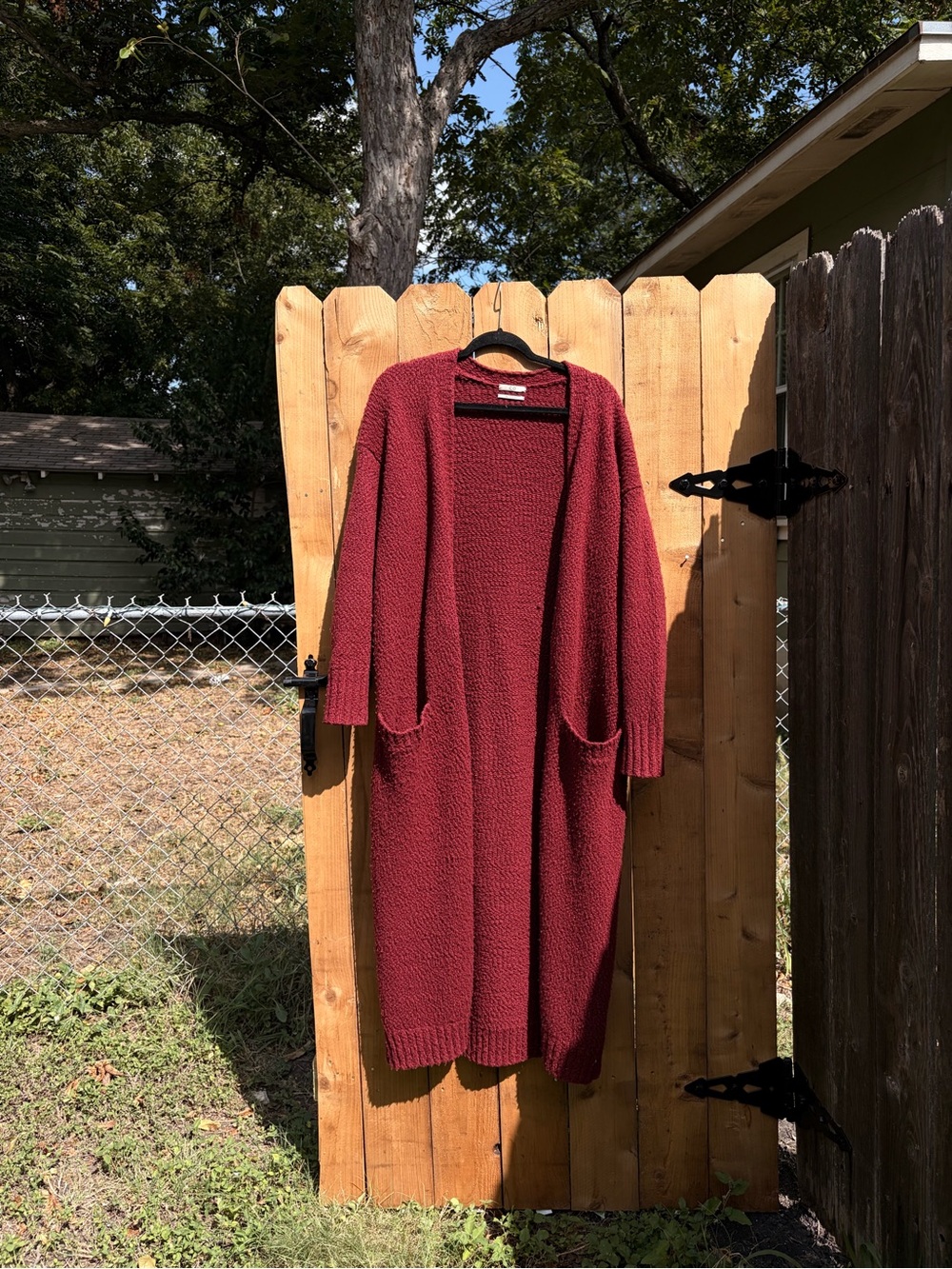 CO Longline Open-Front Cardigan Sweater - Burgundy
